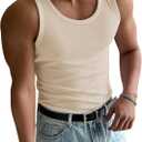 COZYEASE Men's Summer Tank Top Scoop Neck Workout Gym Muscle Tank T-Shirt Sleeveless Undershirt (XXL)