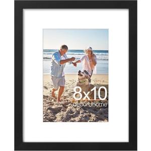 DecorUhome 8x10 Picture Frame, Display Pictures 5x7 With Mat or 8x10 Without Mat, Wall & Tabletop Display Photo Frame, Black, 1 Pack
