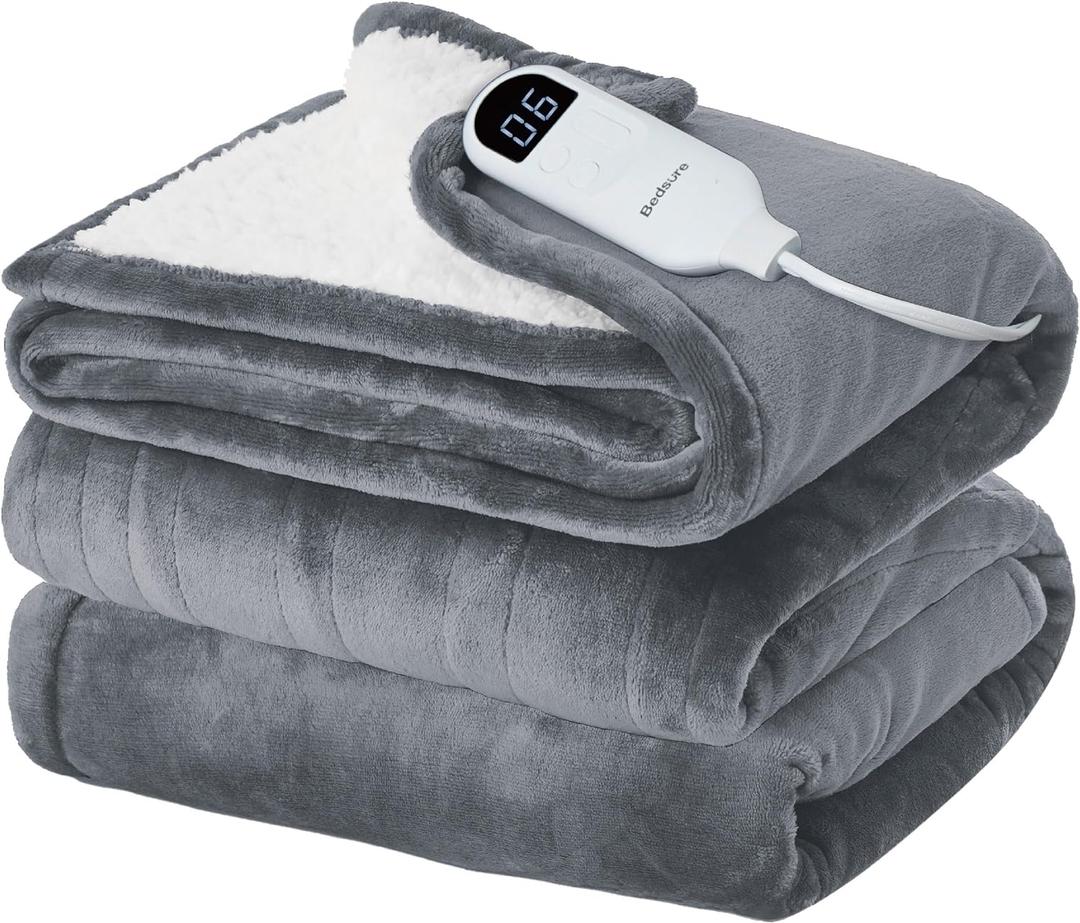 Bedsure Electric Blanket Full Size - Soft Flannel Heated Blanket Full, GentleSoft Fast Heating with 10 Time Settings & 6 Heat Settings, Warm Gift for Grandma (72x84 inches, Grey) (Full, 01 - Grey)