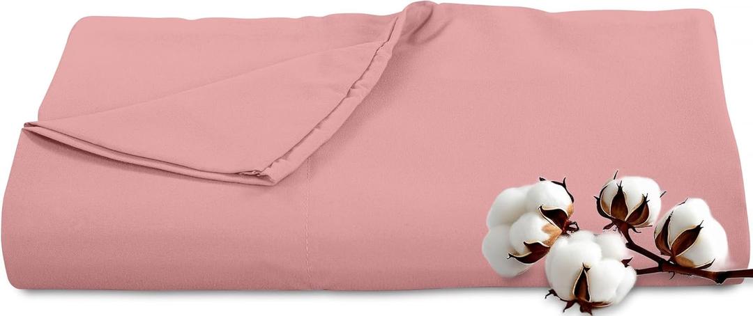 Royale Linens 300 Thread Count 100% Long Staple Combed Cotton Flat Sheet - Super Soft - Top Sheets - Full Flat Sheet Sold Separately - Breathable, Cool & Crisp Percale Sheets Only (Full, Pink)