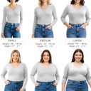 Emmalise Women's Junior and Plus Size Vneck Tshirt Long Sleeves Shirt Tee (Black, M)