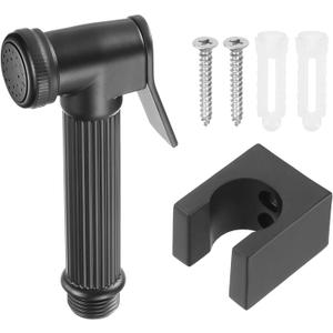 uxcell Handheld Bidet Sprayer, Metal, Black, Adjustable Water Pressure Control, Ergonomic Design, Wide Application