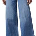 Allimy Women's High Waisted Straight Ankle Wide Leg Ripped Jeans Frayed Hem Stretchy Capri Denim Pants, Size 6