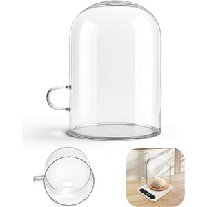 Sourdough Warmer Dome with Handle, Glass Dome for Sourdough Starter Heating Pad Accessories Fits Jars Up to 4.8" Diameter x6.1 Height, Sourdough Accessories - Durable Clear Glass Cover