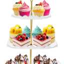 Dessert Cupcake Stand, 3 Tier Cup Cake Holder Tower for Tea Party/Birthday/Weeding, Plastic Tiered Serving Tray with Metal Rod, White