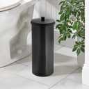 iDesign Freestanding Bathroom Toilet Paper Storage Holder with Lid for 3 Extra Rolls, Matte Black