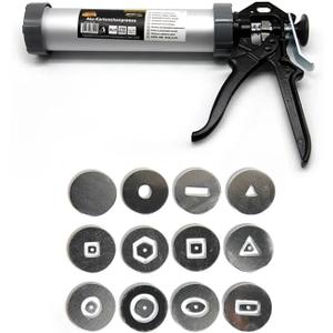 Lovemine Versatile Clay Gun,Clay Extruder Gun w/12 Different Molds + 1 Solid Disc + 1 pc Clay Throwing Cloth,Handheld Extruder Clay Tool for Sculpturin