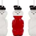 Cornucopia Brands Honey Bear Straw Cups (3-Pack); 8-Ounce Therapy Sippy Bottles w/Flexible Straws