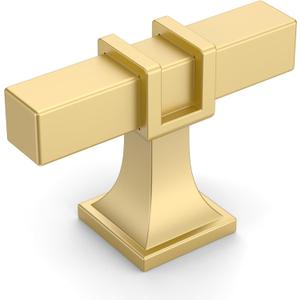 Amerdeco 10 Pack Brushed Gold Cabinet Knobs 1.46 Inch(37mm) Single Hole Cabinet Handles Rectangle Dresser Knobs Drawer Knobs and Pulls for Bathroom Cabinets ZH0067