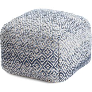 Anji Mountain Pouf Ottoman Foot Rest, Handmade Ottoman Pouf, Comfortable Foot Stool, Decorative Floor Seating for Living Room Decor, Bedroom & Home Dcor Accent - Marine, 22"D x 22"W x 16"H