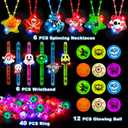 64 PCS Halloween Party Favors for Kids, Glow in The Dark Halloween Toys Bulk Light Up Ring Necklaces Bracelet Halloween Goodie Bag Fillers Stuffers Treats for Classroom Prizes Trick or Treat Gifts