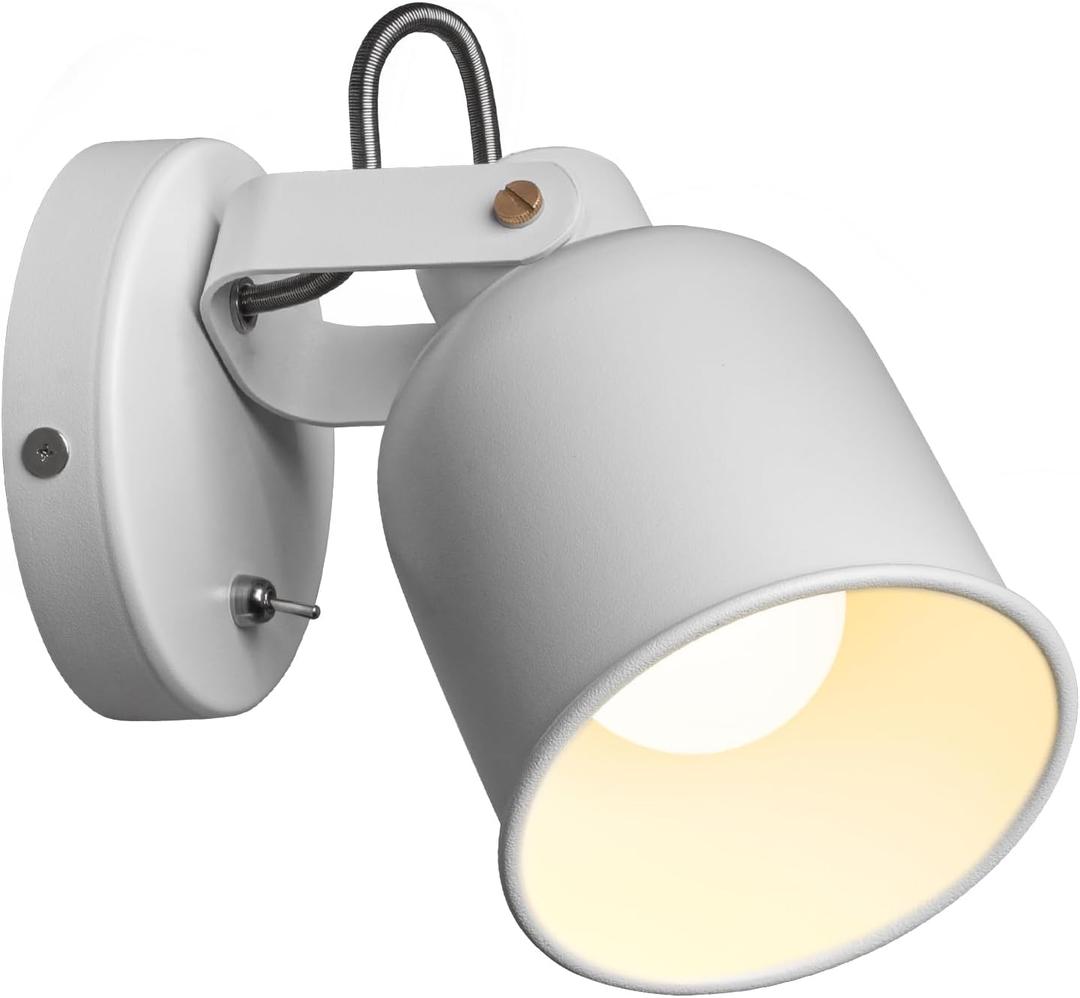 Aisilan Bedroom Wall Sconces with On/Off Switch Hardwire White Wall Light with E26 Bulb Indoor Sconce Wall Lighting for Bedside 7W Wall Mounted Light for Living Room Hallway Fireplace