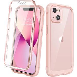 Diaclara Designed for iPhone 13 Case, Full Body Rugged Protection with Built-in Touch Sensitive Screen Protector, Soft TPU Bumper Case for iPhone 13 6.1" (Crystal Pink)