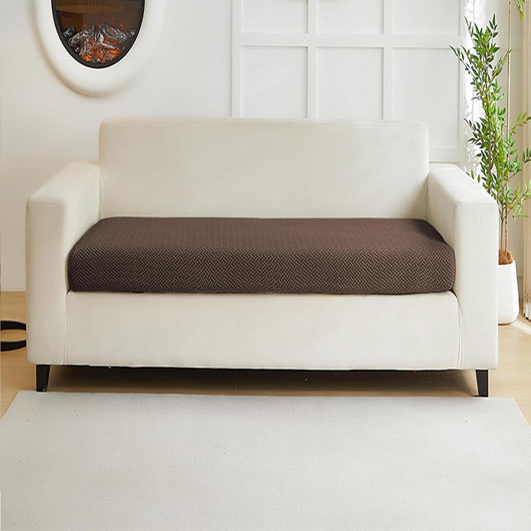 Yoovat Couch Cushion Covers for Sofa Couch Covers Wear-Resistant Universal Sofa Cover Washable Stretch for Sectional Slipcovers (Texture-Brown,Large Double Seat Cover)