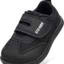 Wide Toe Box Toddler Shoes Zero Drop Boys Girls Barefoot Shoe Non-Slip Little Kids Sneakers for First Walking (4 Wide Infant, All Black)