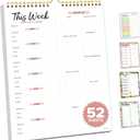 Decorably 52 Sheets Minimal Pink Undated Magnetic Weekly Meal Planner and Grocery List Notepad with 4 Strong Magnets - 8.5x11in Spring-Bound, Refrigerator Mountable, Easy Tear-Off Design