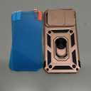 SunStory Phone Case for iPhone 16 Pro Case with HD Screen Protector & Slide Camera Cover & Rotated Ring Kickstand, [Military-Grade] Phone Case for iPhone 16 Pro 6.3" (Rosegold)