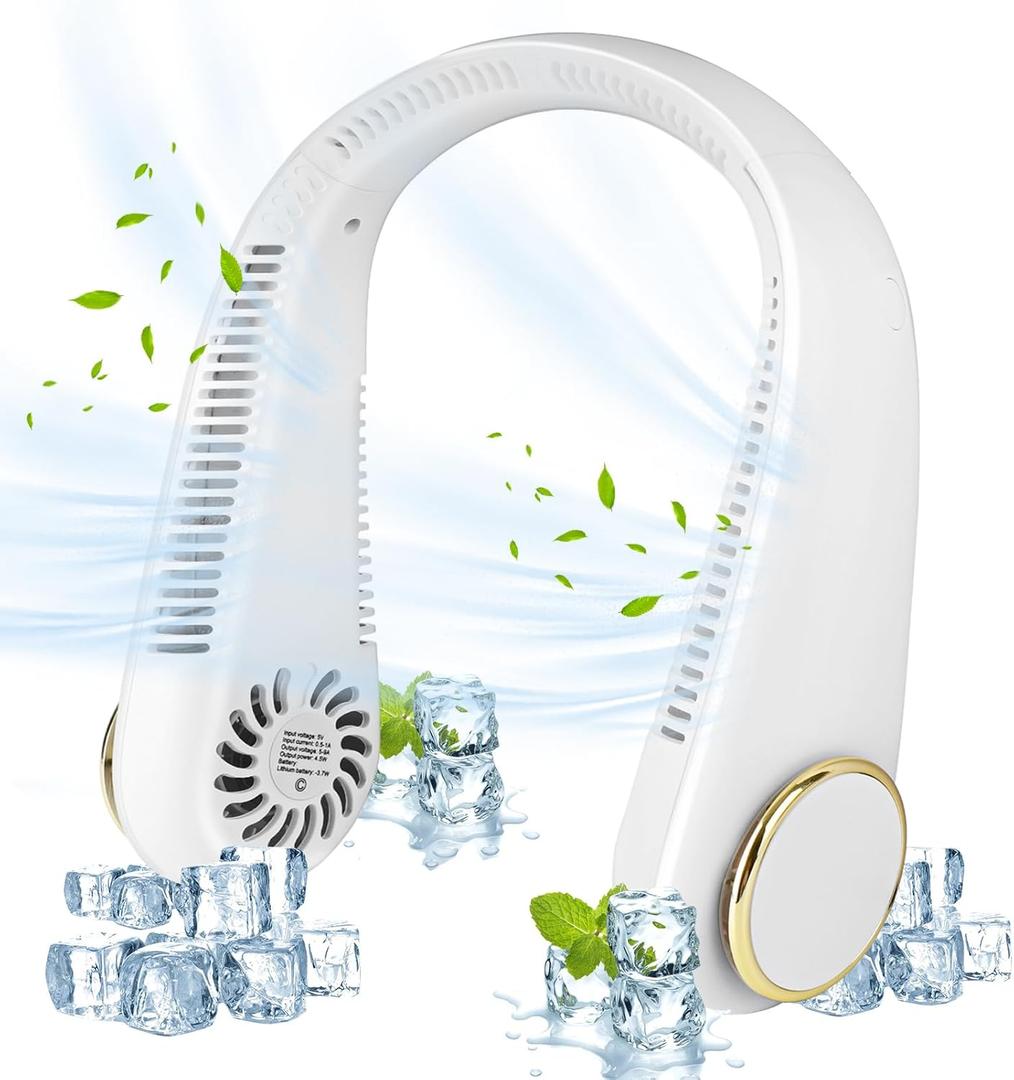 Neck Fan, Neck Fans that Blow Cold Air Bladeless Portable Neck Fan 4000mAh Battery for 4-10H Cooling Quiet Personal Fan for Indoor Outdoor Travelling 3 Wind Speeds Neck Fan Rechargeable Gift