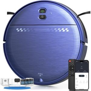 Robot Vacuum and Mop for Pet Hair, 2-in-1 Robot Vacuum Cleaner for Hard Floors&Carpets with 2.87'' Slim Design, Wi-Fi/App/Voice Control, 3D Obstacle Avoidance & Self-Charging