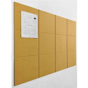 Felt Wall Tiles | Large Cork Board Alternative | Aesthetic Felt Bulletin Board for Office, Home & Classroom | Large Cork Boards for Walls Pinboard (12-Pack) | Mustard