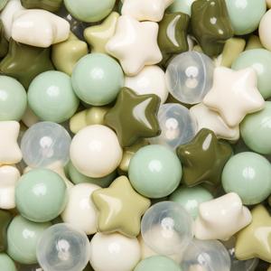 TRENDPLAY Star Ball Pit Balls 50 100 200 500 for Toddlers - Ball Pit Ball Shapes for Boys Girls Fun, Birthday Party, Christmas Decoration (Creamy Green)