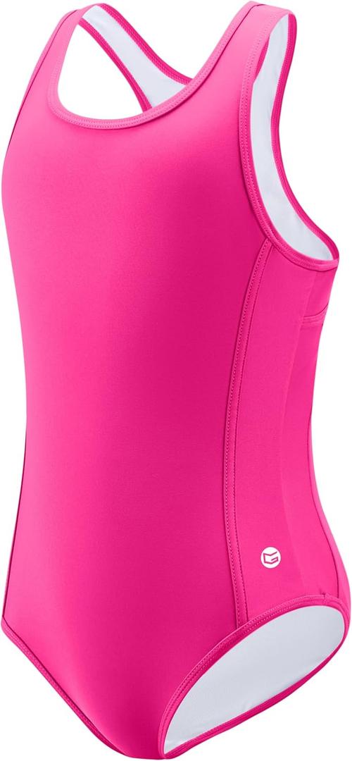 G Gradual Girl's One Piece Swimsuits Racerback Kids Bathing Suit Modest Swimwear for Girl Athletic Competition 7-16Y(Rose Pink,16Y)