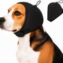 Upgraded Dog Ear Muffs with Soundproof Foam, Noise Protection, No Shake Ear Wrap, Calming Hoodie for Fireworks Grooming Bath, Black, M