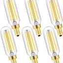 Dimmable T6 LED Bulbs 8W E12 Edison Light Bulbs Soft White 3000K Candelabra Incandescent Bulbs 100 Watt Equivalent Vintage LED Filament Edison Candle Bulb with Decorative,800lm, 6Pack.