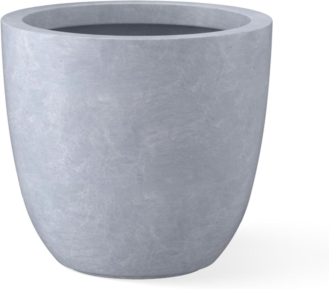 Kante 18 Inch Dia Round Concrete Planter, Indoor Outdoor Large Plant Pot with Drainage Hole and Rubber Plug for Home Patio Garden, Slate Gray