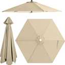 Patio Umbrella Replacement Canopy Only,Outdoor Table Market Yard Umbrella Top for Outdoor Umbrella Canopy (Khaki 7.5ft-6ribsCover only)