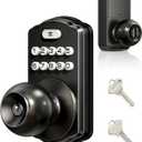 Veise Keypad Door Knob Lock, Keyless Entry Digital Lock with Handle, Electronic Knob for Front Door & Bedroom, Easy Installation, Auto-Locking, Passage Mode, Matte Black