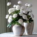 6 Pcs Faux Peony Artificial Flowers for Vases, 28" Long Stem Fake Silk Peonies for DIY Bouquet, Table Centerpieces, Farmhouse, Home Decor (White)