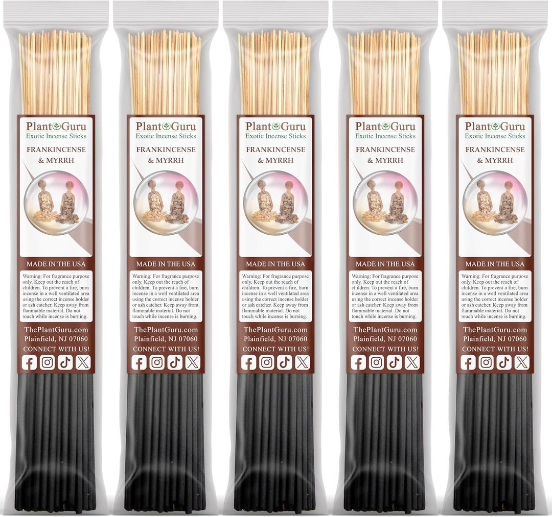 Frankincense and Myrrh Incense Sticks 500 Pack 11" Bulk Wholesale - Smooth and Clean Long Burn Time, 45 to 60 Minutes.