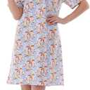 Nightgowns for Women, Women's Sleepwear Lightweight Cotton Nightdress, Crew Neck Sleepshirt Short Sleeve Loose Fit (Medium, Blue and Orange)