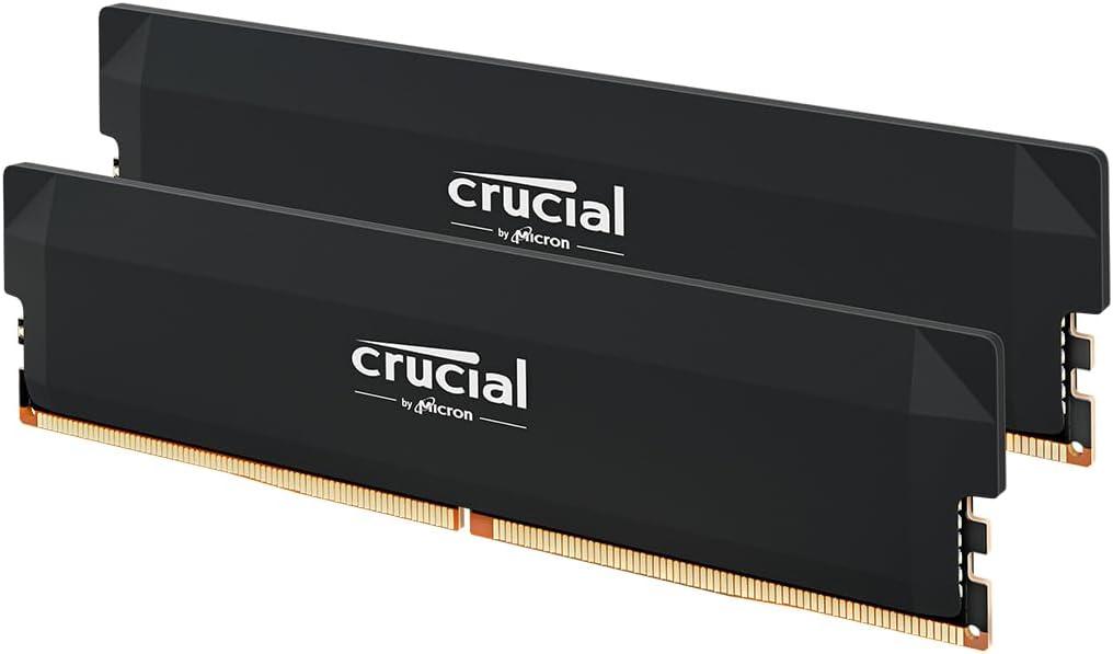 Crucial Pro DDR5 RAM 64GB Kit (2x32GB) 6400MHz CL40, Overclocking Desktop Gaming Memory, Intel XMP 3.0 & AMD Expo Compatible  Black CP2K32G64C40U5B