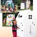 Easy Playhouse Cardboard Kids Fort - Indoor & Outdoor Art & Craft House, 34'' X 27'' X 48''