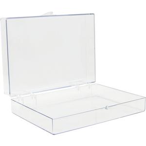Clear Hard Plastic Hinged Lid Box, Keepsake Storage Box and Display Case for Collectibles, 7" L x 5" W x 1 3/4" H, 4 Boxes, Made in USA