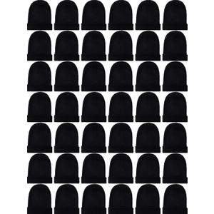SATINIOR 60 Pieces Winter Beanies Bulk Cold Weather Warm Knit Skull Caps Mens Womens Unisex Hats (Black)