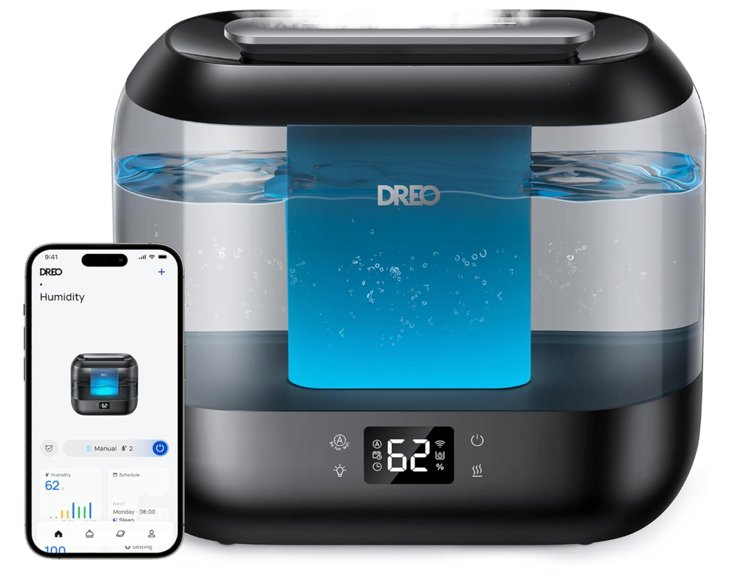 Dreo Smart Humidifiers for Bedroom, Top Fill 4L Supersized Humidifier Large Room with 28 dB, 36H Runtime, Touch/APP/Voice Control, Nightlight, Cool Mist Humidifiers for Baby, Plants, Indoor, Black