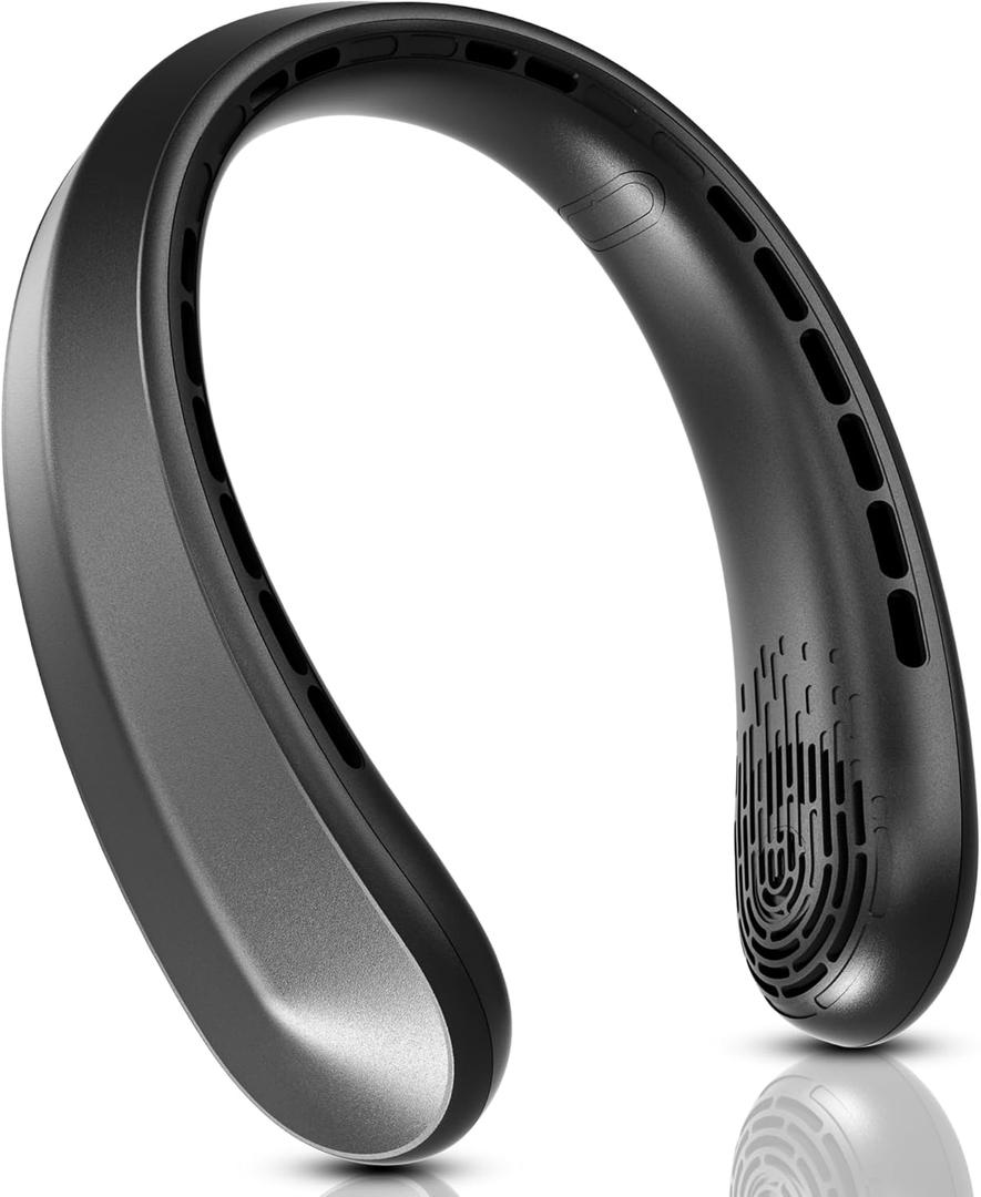 FrSara Rechargeable Neck Fan, Portable Personal Fan that Blows Cold Air, 3-Speed with 5200mAh Battery, Supports USB TYPE-C, Ideal Present for Birthday, Women, Men, Travel, Outdoor, Menopause, Black