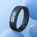 Gosasa Lightweight LED Digital Sport Watch Splash Resistant Pedometer with Vibrating Alarm USB Rechargeable Silicone Wristband for Men & Women (Black)