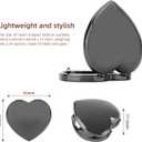 Mini Vintage Heart Elegant Metall Makeup Mirror, Portable 1X/2X Magnifier (Black)