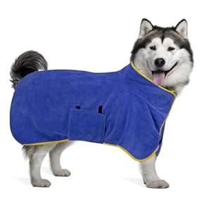 Dog Towl Bathrobe Dog Robes for After Bath Large Dog Towels for Drying Coat -Microfibre Fast Drying Super Absorbent Pet Towel for Swimming (Medium, Blue)