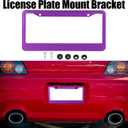X AUTOHAUX 2pcs Aluminum Alloy License Plate Frame Cover 2 Hole for Car Front Rear License Plate Holder with Screws Caps Purple Plate Mounting