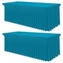Smiry Spandex Tablecloth 2 Pack, Elastic Fitted Stretch Tablecloth for 6FT Rectangle Tables, Waterproof Washable Table Cover Skirt for Outdoor, Wedding, Banquet & Parties (Turquoise, 72Lx30Wx30H Inch)
