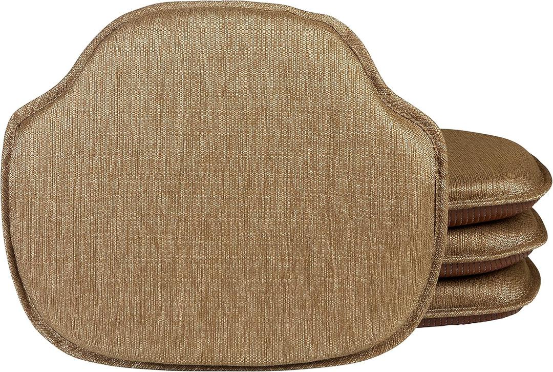 Klear Vu Gripper Omega Non-Slip Windsor Chair Cushions with Skid-Proof Seat Pad for Dining Room, Kitchen, and Office Use, 16x15 Inches, 4 Count (Pack of 1), Gold