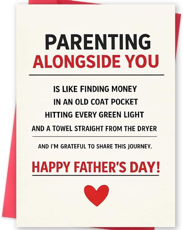 2 x Fathers Day Card for Husband, Fathers Day Gift from Wife, Heartfelt Father's Day Card for Partner, Co Parenting Greeting Card, Happy Fathers Day Card for Dad