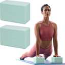Gaiam Yoga Block - Supportive Latex-Free Eva Foam - Soft Non-Slip Surface with Beveled Edges for Yoga, Pilates, Meditation (2-Pack Lagoon)