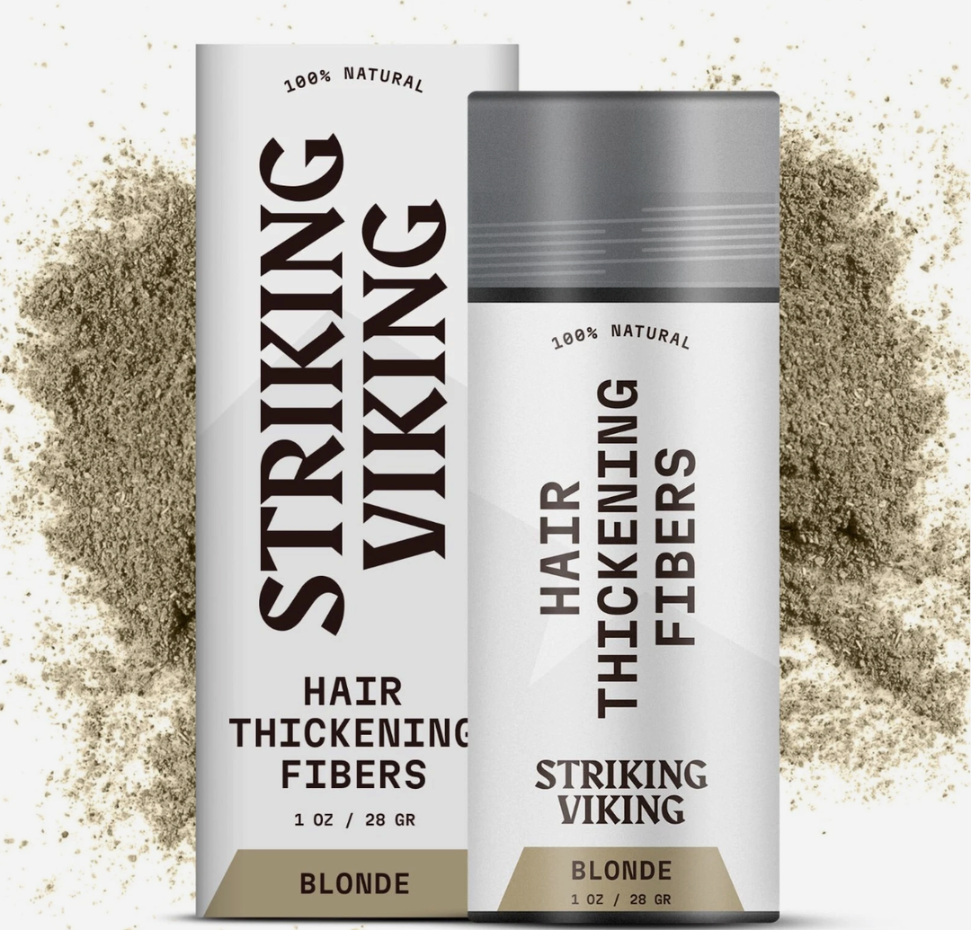 Striking Viking Hair Fibers for Thinning Hair - Building Fibers (Blonde) 28g - Naturally Derived Formula - Long Lasting Powder for Undetectable, Thicker Looking Results for Men & Women