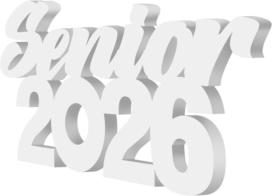 Yaomiao Senior 2026 Sign Graduation Decorations Class of 2026 Decorations Photo Prop Graduation Table Centerpieces for Senior Night Decor High School College Sign Grad Party Supplies (White)